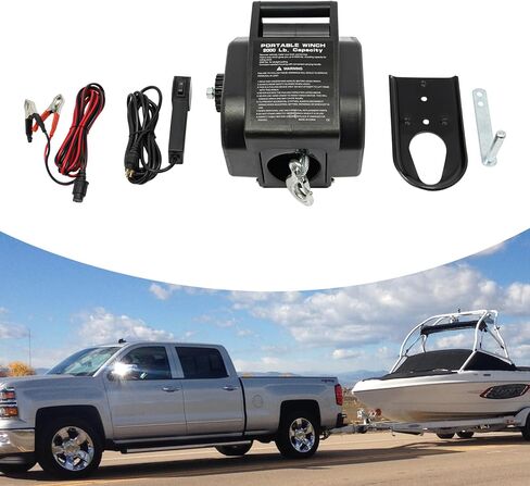 أوناش القوارب الكهربائية المحمولة، ونش مقطورة القارب 2000 رطل 12 فولت ونش بحري مع التحكم في إعادة الحركة وخطاف 1/4 بوصة، تشغيل مزدوج الاتجاه ونش كهربائي للقوارب in Kuwait