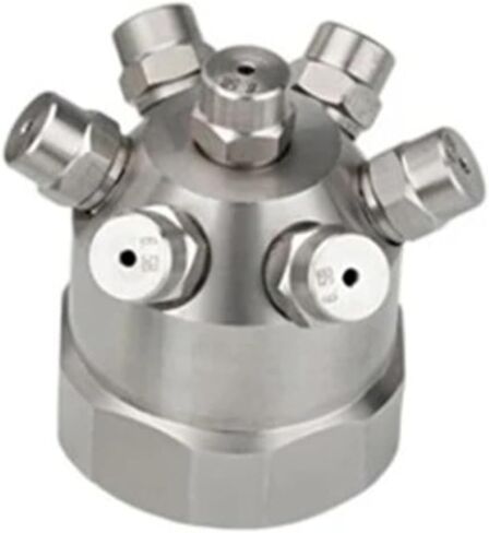 منظف ​​زجاجات من الفولاذ المقاوم للصدأ بـ 7 رؤوس مع فوهة رش مخروطية كاملة - خزان عملية تدفق كبير للتنظيف الفعال (1 بوصة أنثى صغيرة - 1.5 مم) in Kuwait