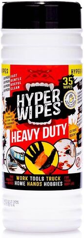 Hyper Wipes، 12 عبوة من مناديل تنظيف الأيدي والأدوات شديدة التحمل، مقاس 7 × 12 بوصة، مناديل تنظيف متعددة الأسطح، إزالة الشحوم، منظف لجميع الأغراض، الحمام، الميكانيكي، مناديل سطح العمل، علبة عدد 420 in Saudi Arabia
