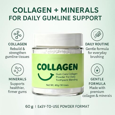 Collagen Tooth Powder, Collagen Powder for Teeth and Gums, Smile Strengthening, Daily Gumline Support for Healthy Gums & Teeth – Mineral-Infused Collagen Formula – 60 g in Saudi Arabia