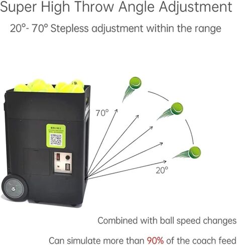Portable Tennis Ball Machine, Automatic Tennis Ball Launcher, Speed, Rotation Frequency, with Remote Control Adjustable Launch Angle, Large Capacity 50 in Kuwait