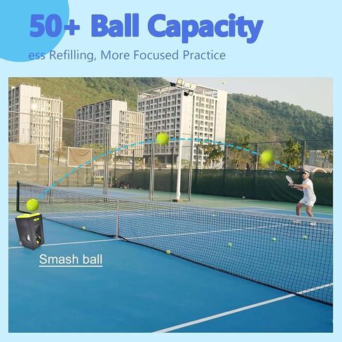 Portable Tennis Ball Machine, Automatic Tennis Ball Launcher, Speed, Rotation Frequency, with Remote Control Adjustable Launch Angle, Large Capacity 50 in Kuwait