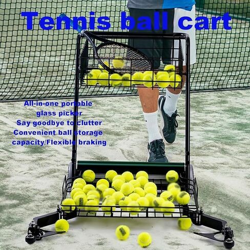 جامعي كرات التنس، معدات سلة كرات التنس الأوتوماتيكية للدفع اليدوي، سلة مسترد الدفع اليدوي، تحمل ما يصل إلى 290 كرة تنس، لملاعب التنس المختلفة in Kuwait
