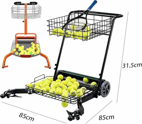 جامعي كرات التنس، معدات سلة كرات التنس الأوتوماتيكية للدفع اليدوي، سلة مسترد الدفع اليدوي، تحمل ما يصل إلى 290 كرة تنس، لملاعب التنس المختلفة in Kuwait