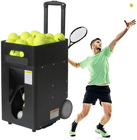 Portable Tennis Ball Machine, Adjustable Launch Angle, Speed, 3-4 Hours Battery Life, 50 Ball Capacity, for Tennis Trainers, Beginners in Kuwait