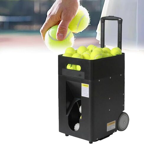 Automatic Tennis Ball Launching Machine, Automatic Tennis Ball Launching Machine with Remote Control and Application, Adjustable Angle, Capacity 50 Balls, for Beginners in Kuwait