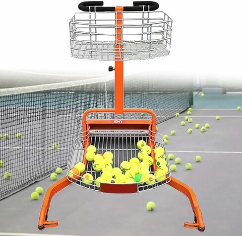 معدات سلة كرات التنس الأوتوماتيكية بالضغط اليدوي، جامعي كرات التنس، آلة التقاط كرات التنس الأوتوماتيكية، تحمل ما يصل إلى 290 كرة تنس، لملاعب التنس المختلفة in Kuwait