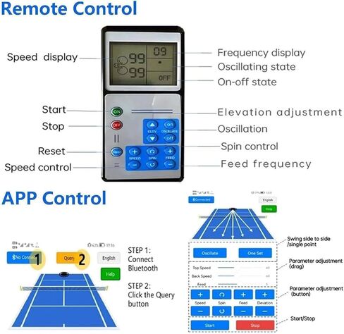 Automatic Tennis Ball Launching Machine, Automatic Tennis Ball Launching Machine with Remote Control and Application, Adjustable Angle, Capacity 50 Balls, for Beginners in Kuwait