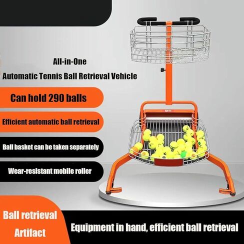 عربة التقاط كرات التنس الأوتوماتيكية - مجموعة كرات التنس لسهولة التجميع، تحمل ما يصل إلى 290 كرة، معدات تنس مثالية للمدربين واللاعبين in Kuwait