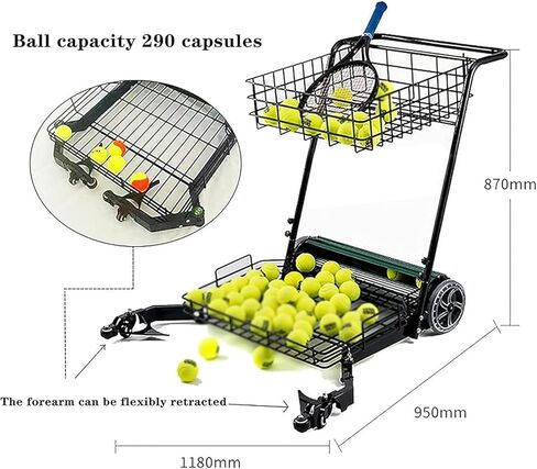 Tennis Ball Collector, Automatic Pickup Tennis Ball Collector with 360° Universal Swivel Wheel, for Courts, Schools in Saudi Arabia