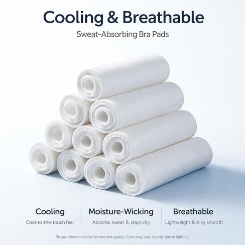 Toulite Cool Ice Silk Bra Liners for Sweat 10 Pcs 3 Layer Medium Washable Rectangle Cool Ice Silk Under Breasts Pads for Women Absorb Sweating, 18 x 3 Inches White for Summer in Saudi Arabia