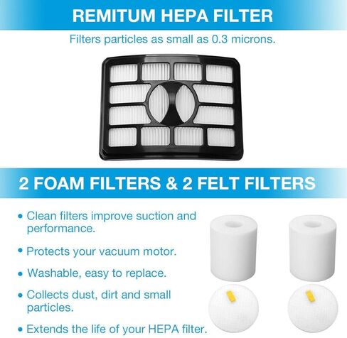 1 Filter 2 Foam & Felt Filters Replacement Kit for Shark Rotator Professional Lift-away DuoClean Vacuum ZU780 ZU782 ZU785, Replaces Part # Xff500 & Xhf500 in Saudi Arabia