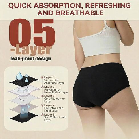 Incontinence Underwear for Women, Leakproof High Waisted Underwear for Bladder Leakage, Soft Reusable Period Panties, 3Pack XL in Saudi Arabia