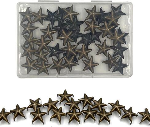 Honigo 50pcs Star-Shaped Studs Rivets Silver Metal Solid Brass 10mm 5 Prongs Spikes Spots for Leather Craft Clothes Belt Bag Shoes Decorations Totes DIY Craft in Kuwait