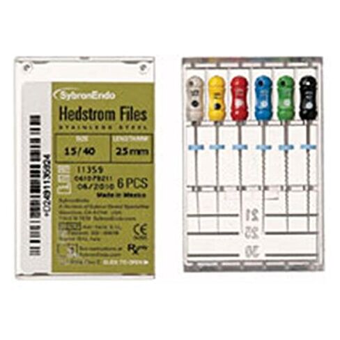 Kerr 12772 Hedstrom Stainless Steel File, Taper 0.02, 25 Tip, Length 21 mm, Red in Kuwait