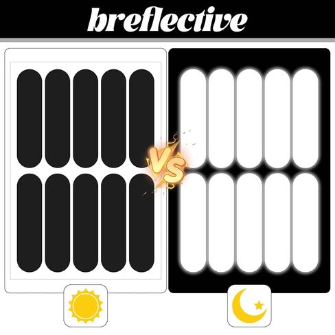 20Pcs Black Reflective Stickers, Motorcycle Helmet Safety Stickers, Night Visibility Safety Reflective Tape for Bicycle, Outdoor (7x1.8cm) in Saudi Arabia