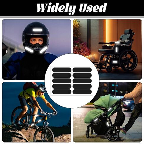20Pcs Black Reflective Stickers, Motorcycle Helmet Safety Stickers, Night Visibility Safety Reflective Tape for Bicycle, Outdoor (7x1.8cm) in Saudi Arabia