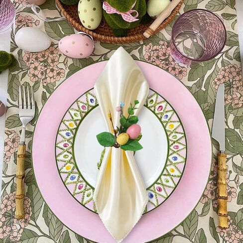 Easter Napkin Ring Set of 6, Easter Egg Floral Leaf Rustic Eucalyptus Rattan Napkin Ring Holder Farmhouse Spring Table Decorations for Family Dining Banquet Wedding Easter Holiday Table Decor in Saudi Arabia