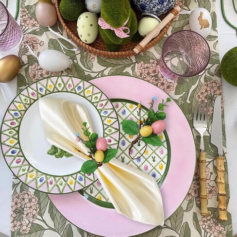 Easter Napkin Ring Set of 6, Easter Egg Floral Leaf Rustic Eucalyptus Rattan Napkin Ring Holder Farmhouse Spring Table Decorations for Family Dining Banquet Wedding Easter Holiday Table Decor in Saudi Arabia