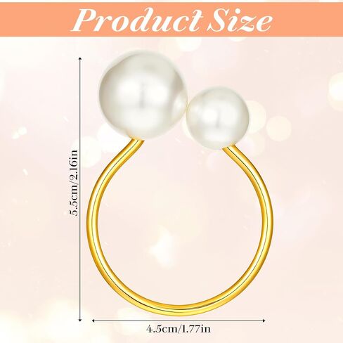 Napkin Rings Set of 12, Imitation Pearl Napkin Ring Gold Napkin Rings for Fancy Table Decor Weddings Party Supplies Christmas Party Dinner (12Pcs) in Saudi Arabia