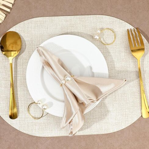 Napkin Rings Set of 12, Imitation Pearl Napkin Ring Gold Napkin Rings for Fancy Table Decor Weddings Party Supplies Christmas Party Dinner (12Pcs) in Saudi Arabia