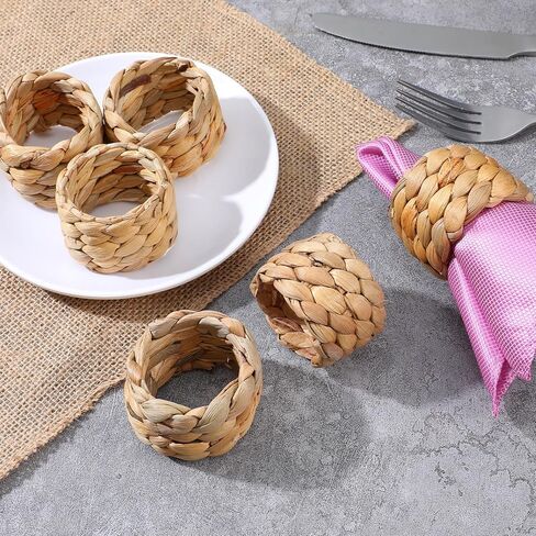 24 Pcs Farmhouse Napkin Rings, Handmade Woven Napkin Rings, Spring Table Decorations, Summer Napkins Ring, Holiday, Thanksgiving, Christmas, Easter in Saudi Arabia