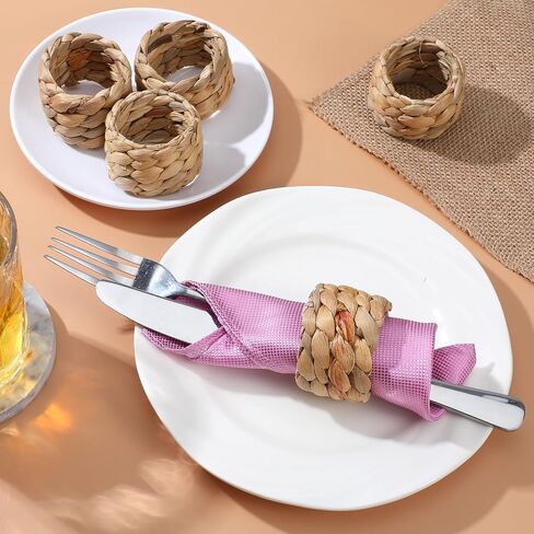 24 Pcs Farmhouse Napkin Rings, Handmade Woven Napkin Rings, Spring Table Decorations, Summer Napkins Ring, Holiday, Thanksgiving, Christmas, Easter in Saudi Arabia