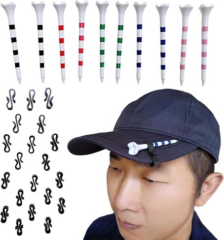 20 Pcs Golf Tee Brim Clip for Hat with 10 Tees, Ball Marker Clips, Golf hat Clip Ball Marker tee Holder in Kuwait