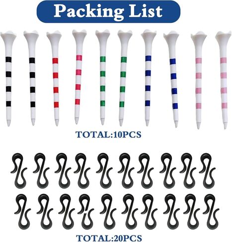 20 Pcs Golf Tee Brim Clip for Hat with 10 Tees, Ball Marker Clips, Golf hat Clip Ball Marker tee Holder in Kuwait