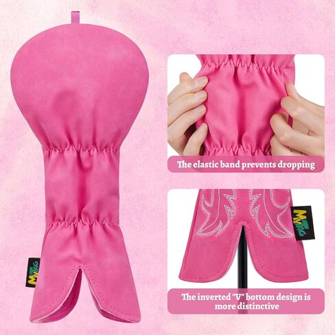 mytag Pink Golf Club Head Covers, Western Cowboy Retro Golf Headcovers with Patch & Embroidery Driver Fairway Wood Hybrids/Rescue Covers in Kuwait