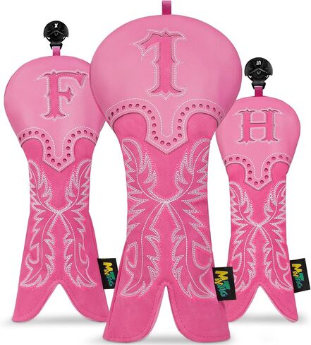 mytag Pink Golf Club Head Covers, Western Cowboy Retro Golf Headcovers with Patch & Embroidery Driver Fairway Wood Hybrids/Rescue Covers in Kuwait