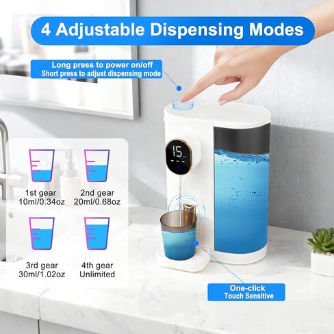 Longzhuo Automatic Mouthwash Dispenser for Bathroom, 20.3 Oz Touchless Mouth Wash Dispensers with 2 Magnetic Cups, USB Rechargeable Wall/Countertop Bathroom Accessories for Home & Kids in Saudi Arabia