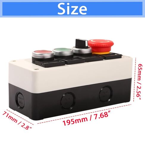 Push Button Control Station Emergency Stop 22mm Momentary Red Green Switch 10A Rotary Selector Industrial Use Switch Mushroom Latching 4 Positions 2NO Box in Kuwait