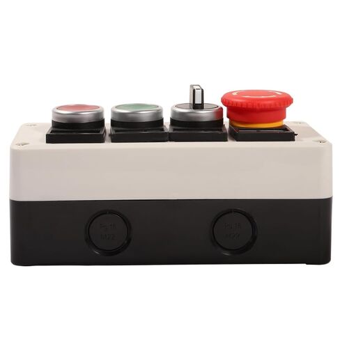 Push Button Control Station Emergency Stop 22mm Momentary Red Green Switch 10A Rotary Selector Industrial Use Switch Mushroom Latching 4 Positions 2NO Box in Kuwait