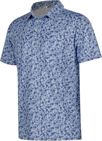 BOJIN Men' s Golf Polo Short Sleeve Hawaiian Tropical Casual Print Collared Moisture Wicking Dry Fit Shirts in Kuwait