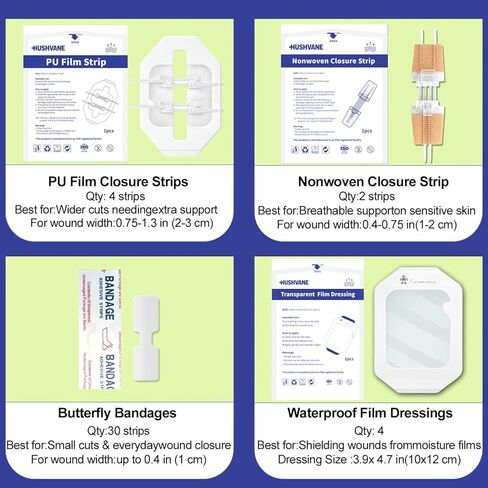 40 Pack Butterfly Bandages for Wound Closure, Wound Closure Kit, Stitchless Skin Closure Strips, Alternative to Stitches for Cuts & Lacerations with PU Film, Nonwoven & Transparent Dressing in Saudi Arabia