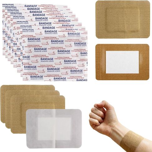 60 Pcs Large Adhesive Bandages 3 X 4 Inch Flexible Fabric Wound Care Bandages Extra Large Pads Breathable Protection for Knees Elbows Cuts Scrapes Daily First Aid in Saudi Arabia