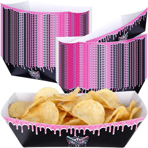 100 حزمة 2lb البيسبول بالتنقيط الآيس كريم الطرف لوازم الآيس كريم ورقة صواني الطعام دونات المتاح قوارب الطعام ناتشو للبيسبول زينة عيد ميلاد لهوت دوج ساندويتش تاكو وجبة خفيفة (أسود) in Kuwait