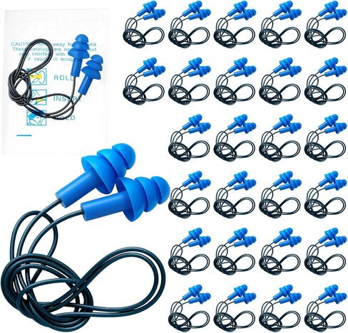 سدادات أذن سلكية من المطاط اللدن حراريًا قابلة للاكتشاف من بلولو، 100 زوج من سدادات الأذن الزرقاء للاستعمال مرة واحدة مع سلسلة قابلة للاكتشاف وإلغاء الضوضاء وحجب الصوت لصناعة الخدمات الغذائية واللب والورق الصيدلاني in Kuwait