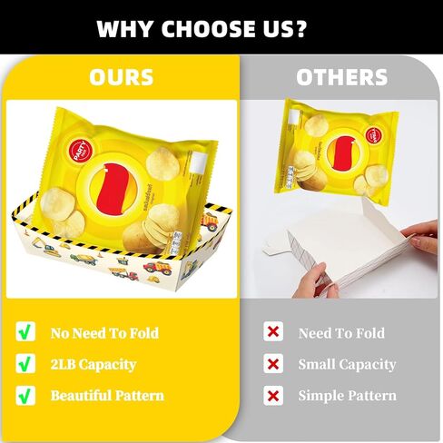 No Folding Required 50 Pack 2 Lb Construction Party Food Trays Construction Plates Birthday Party Supplies Construction Themed Nacho Holders Paperboard Tray Disposable Serving Trays in Saudi Arabia