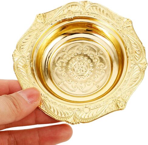MAGICLULU 60Pcs Mini Gold Food Tray Disposable Platters Plastic Disc Plates for Party Dessert 3.69 x 0.69Inch in Saudi Arabia