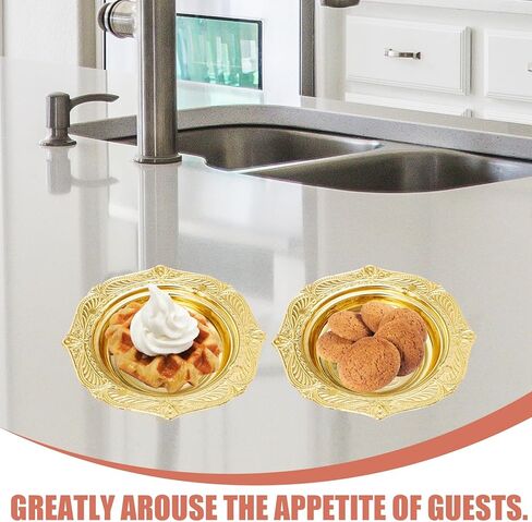MAGICLULU 60Pcs Mini Gold Food Tray Disposable Platters Plastic Disc Plates for Party Dessert 3.69 x 0.69Inch in Saudi Arabia