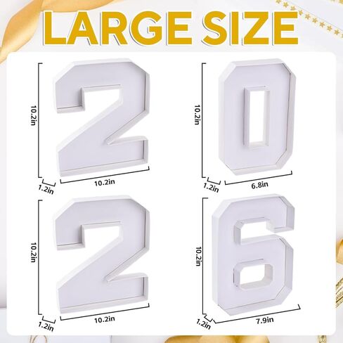 2026 ديكورات التخرج، 10.2 بوصة 2026 مجموعة رقم من الورق المقوى للتشاركوتيري، صينية قابلة للتعبئة لبسكويت الشوكولاتة، كب كيك، ديكورات الحفلات لذكرى عيد ميلاد التخرج (2026) in Kuwait