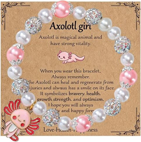 Axolotl Charm Bracelet, Cute Kawaii Beaded Elastic Bracelet Axolotl Stuff Accessories for Birthday Christmas Valentines Jewelry Gifts in Kuwait
