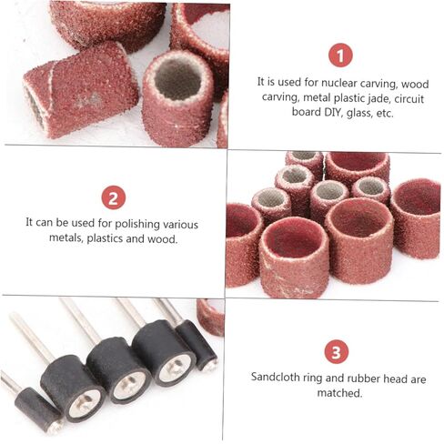 CALLARON Rotary Tool Sandpaper Ring Set 20 Pcs Sanding Bands for Wood Metal Easy to Use for DIY Projects Craftwork in Saudi Arabia