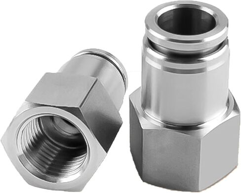 موصل هوائي PCF 304 من الفولاذ المقاوم للصدأ 1/8 "1/4" 3/8 "1/2" خيط الأنابيب القياسي خيط داخلي هوائي موصل سريع خرطوم أنبوب الهواء (PCF8-02) in Saudi Arabia