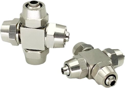 10pcs/lot 4 Way Cross Style Hose Pipe Quick Joint Coupling Connectors Nickel Plated Brass KLZA12,KLZA6,KLZA8(10Pcs KLZA6) in Saudi Arabia