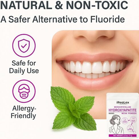 مسحوق هيدروكسيباتيت ميكروكريستالين نقي 100% | 2.5 أونصة (71 جم) | نانو MCHA بودرة | مادة خام عالية النقاء للتركيبات التي يمكنك صنعها بنفسك، ومعجون الأسنان الذي يمكنك صنعه بنفسك، وتبييض الأسنان وصناعة الصابون in Kuwait