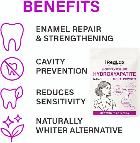 مسحوق هيدروكسيباتيت ميكروكريستالين نقي 100% | 2.5 أونصة (71 جم) | نانو MCHA بودرة | مادة خام عالية النقاء للتركيبات التي يمكنك صنعها بنفسك، ومعجون الأسنان الذي يمكنك صنعه بنفسك، وتبييض الأسنان وصناعة الصابون in Kuwait