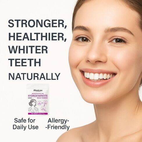 مسحوق هيدروكسيباتيت ميكروكريستالين نقي 100% | 2.5 أونصة (71 جم) | نانو MCHA بودرة | مادة خام عالية النقاء للتركيبات التي يمكنك صنعها بنفسك، ومعجون الأسنان الذي يمكنك صنعه بنفسك، وتبييض الأسنان وصناعة الصابون in Kuwait